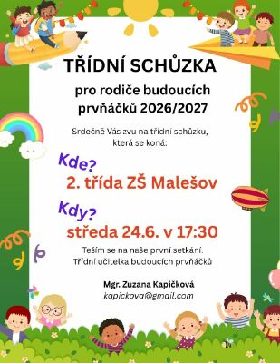 Pozvánka na třídní schůzku pro rodiče budoucích prvňáčků